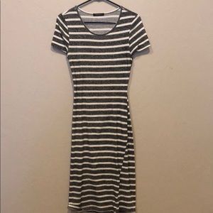 Black and white striped dress